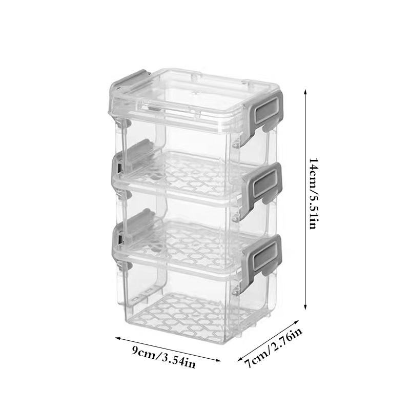 3-Layer Transparent Magic Buckle Storage Box Finishing Box Desktop Sundries Portable Storage Box Jewelry Organizer