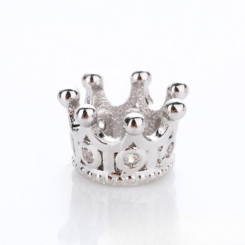 

10 Pcs/lot Micro Inlaid Crown Spacer Charms Zircon Accessories Bracelet Hand Chain Necklace DIY Beads for Jewelry Making