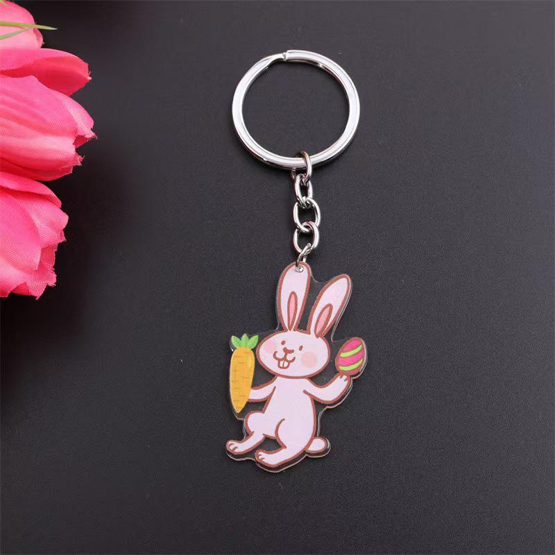 Personalized Easter Keychain: Carrot Rabbit, Colored Egg, and Little Chick Pendant for Women