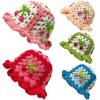 Women Cherry Theme Stretchy Knitted Hat Fashion Hollow Ruffles Vibrant Bucket Hat Bowler Hat Handmade Crochet Cute 58cm