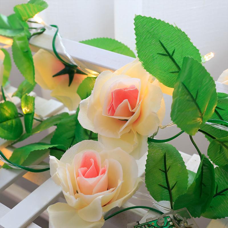 

Новые медные провода искусственные подсолнухи розы гирлянда гирлянда волшебные гирлянды зеленые листья виноградные лампы для украшения садовой вечеринки