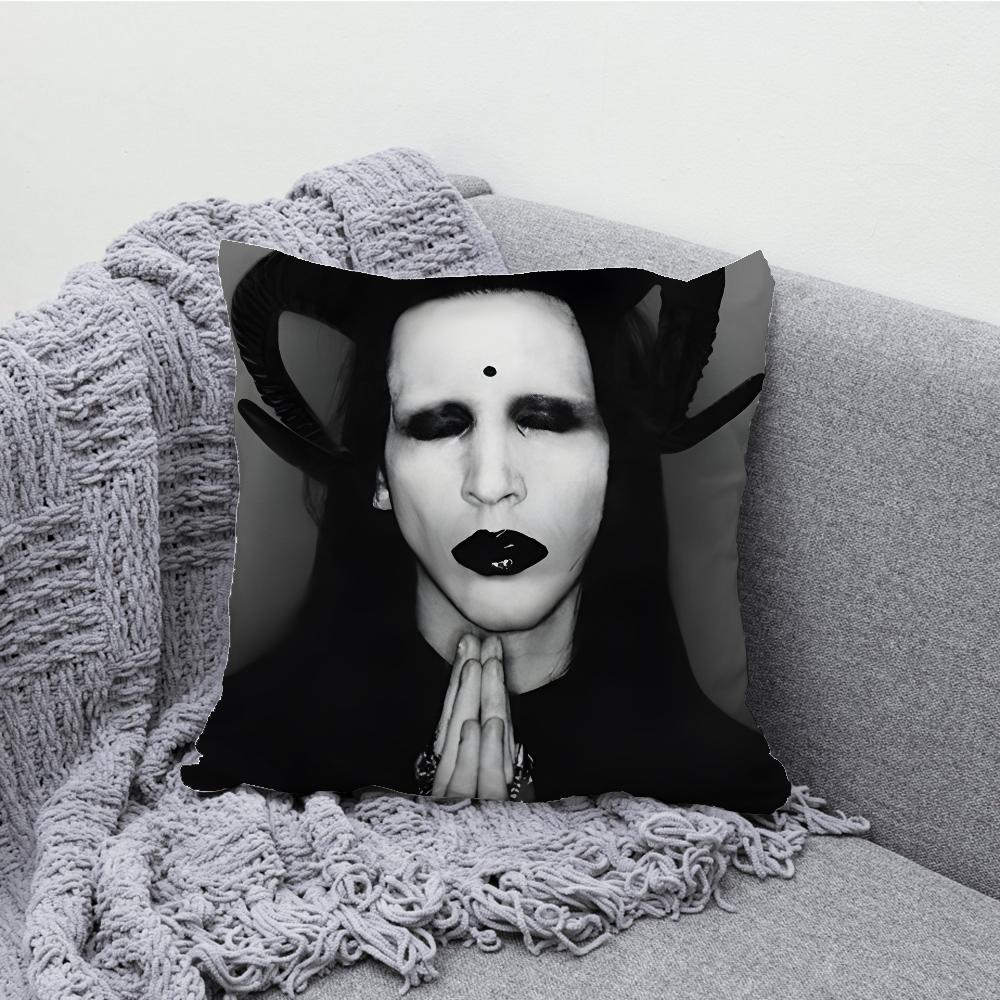 M-Marilyn M-Manson Zpěvák Povlak na polštář Měkké povlaky na polštáře pro dekoraci farmářského gauče Domácí dekorace a Ochranný povlak na polštář