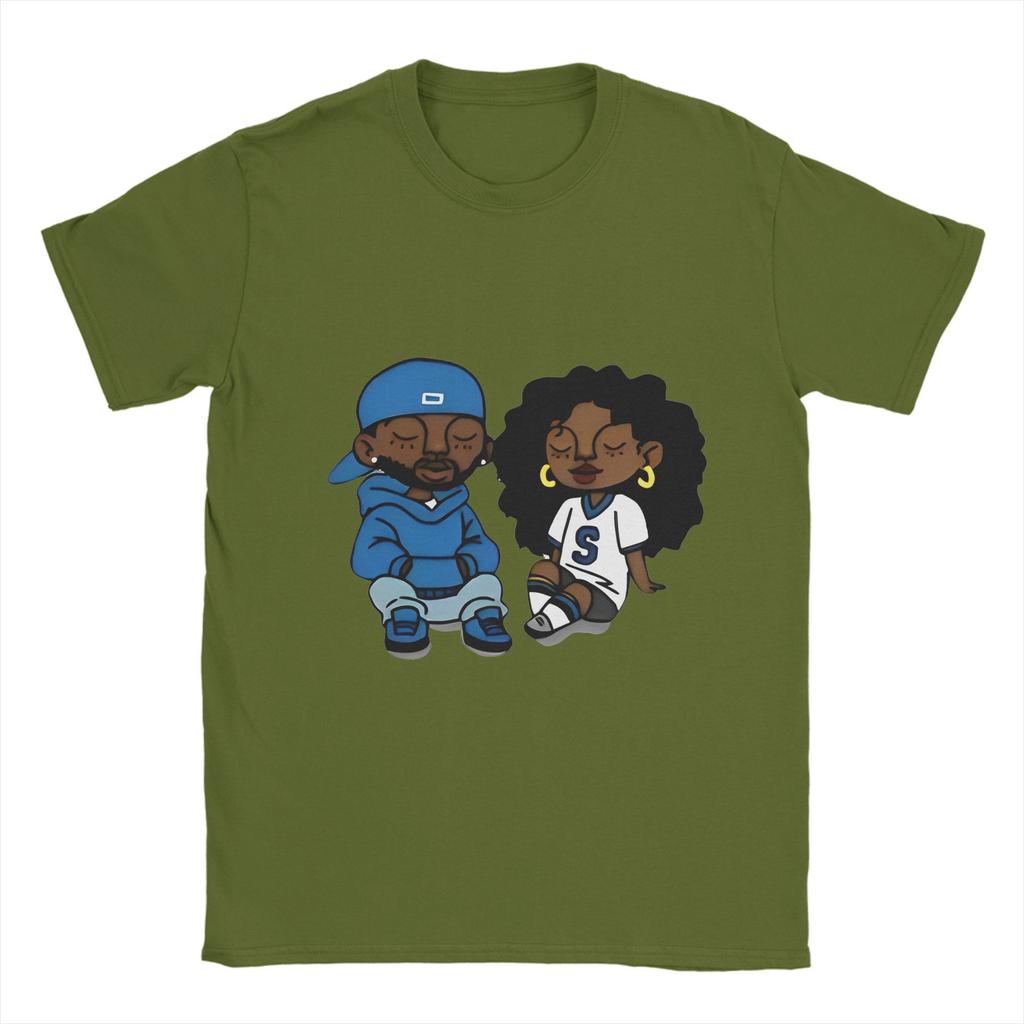 Kendrick Lamar And SZA T Shirt Beach  Novelty T-Shirts Couple Cotton Crewneck Plus Size Tees Short-Sleeved Vintage Tshirt