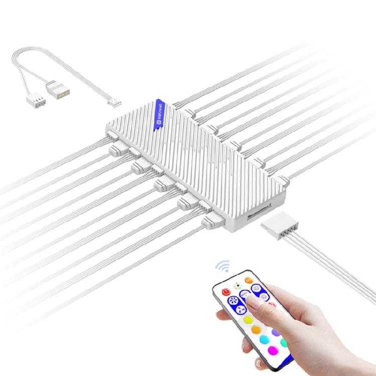 10Port Fan Hub for PC Case Cooling 5V 3Pin ARGB and 12V 4pin PWM Speed Adjustable Fan Controller Adapter 1