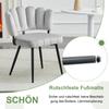 Table and Chair Set, Round 107 Cm Dining Table In Walnut Look, Double Storage Level, 4 Light Gray Fabric Dining Chairs, Flower-Shaped Backrest