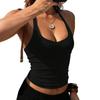 European beautiful women's ribbed vest summer basic sexy slim sling V-neck going out vest