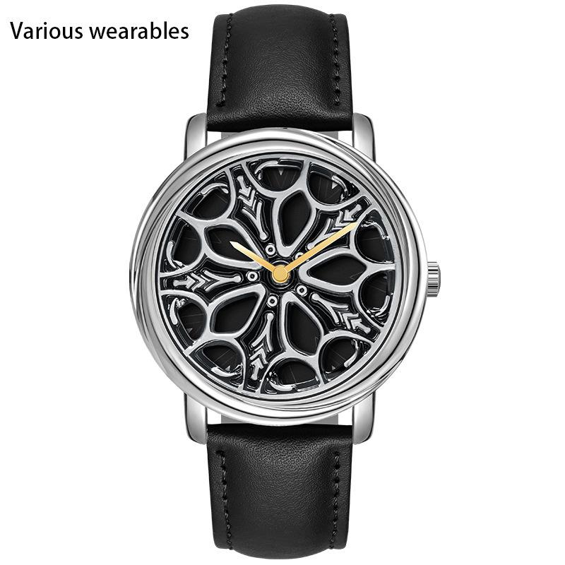 

Новые кварцевые часы со стальным ремешком, мужские полые вращающиеся простые персонализированные часы