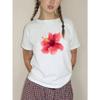 Blumenprint T-Shirt Polynesische Hibiskus Monstra T-Shirt Modisches Damen T-Shirt Harajuku Streetwear Y2k Top Grafik