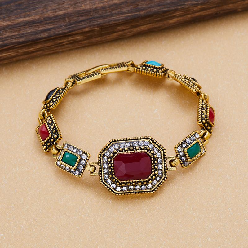 Bohemian Fashion Multicolor Oval Square Zircon Women's Vintage Style Bracelet Party Wedding Zircon Gift Accessories