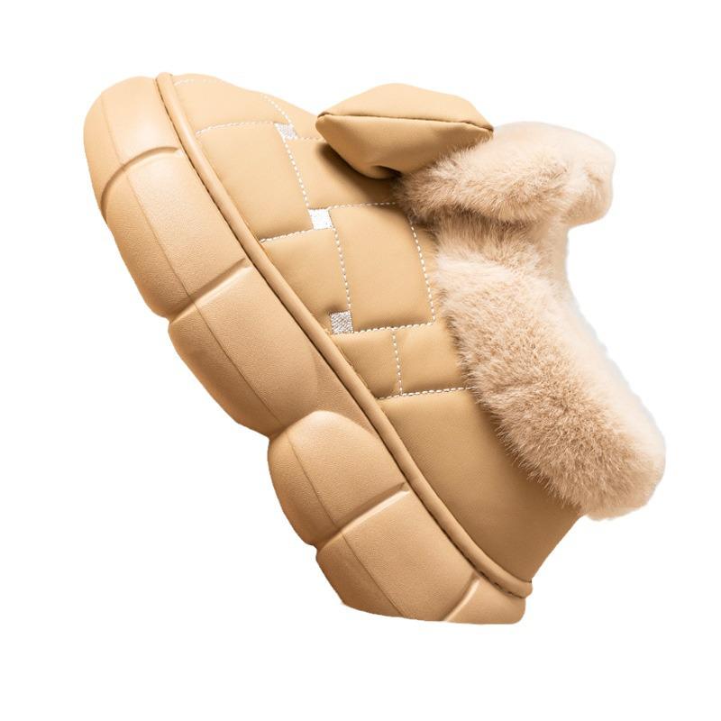 Women's Waterproof Bow Fashion Cotton Shoes - Non-Slip, Thick Sole, Plus Velvet, Autumn/Winter Warmth