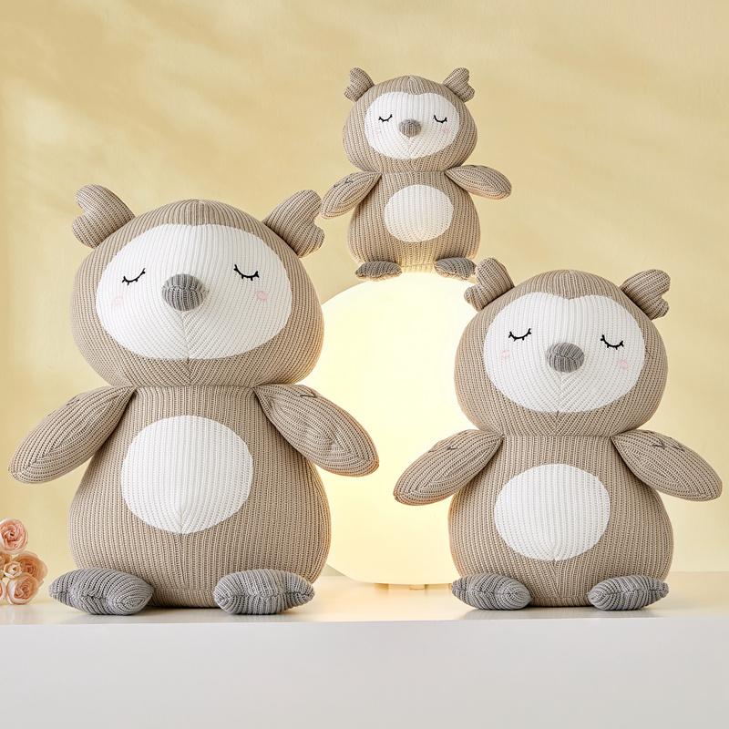 Cute And Charming Cartoon Knitted Animal Plush Doll Rabbit Owl Fox Bear Plush Toy Home Decoration Sleep Soothing Present Designed For Boys Plus Girls