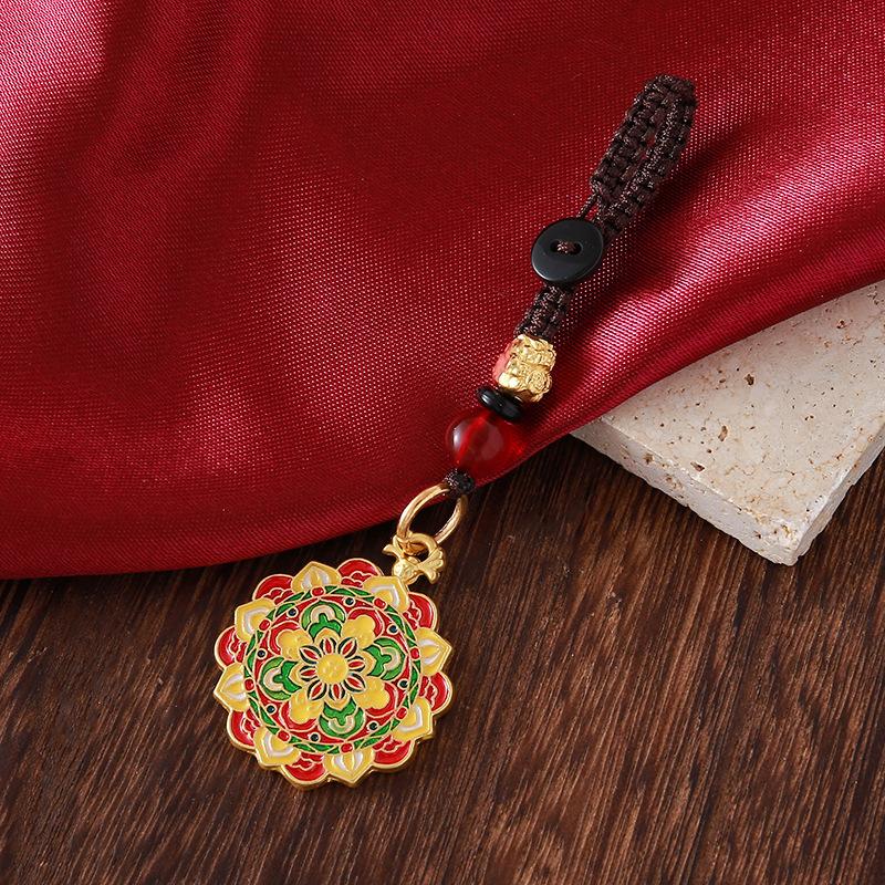Vintage Gold Plated Brass Car Keychain Hollow Gourd Keychain Bag Charm Lucky Key Ring Jewelry