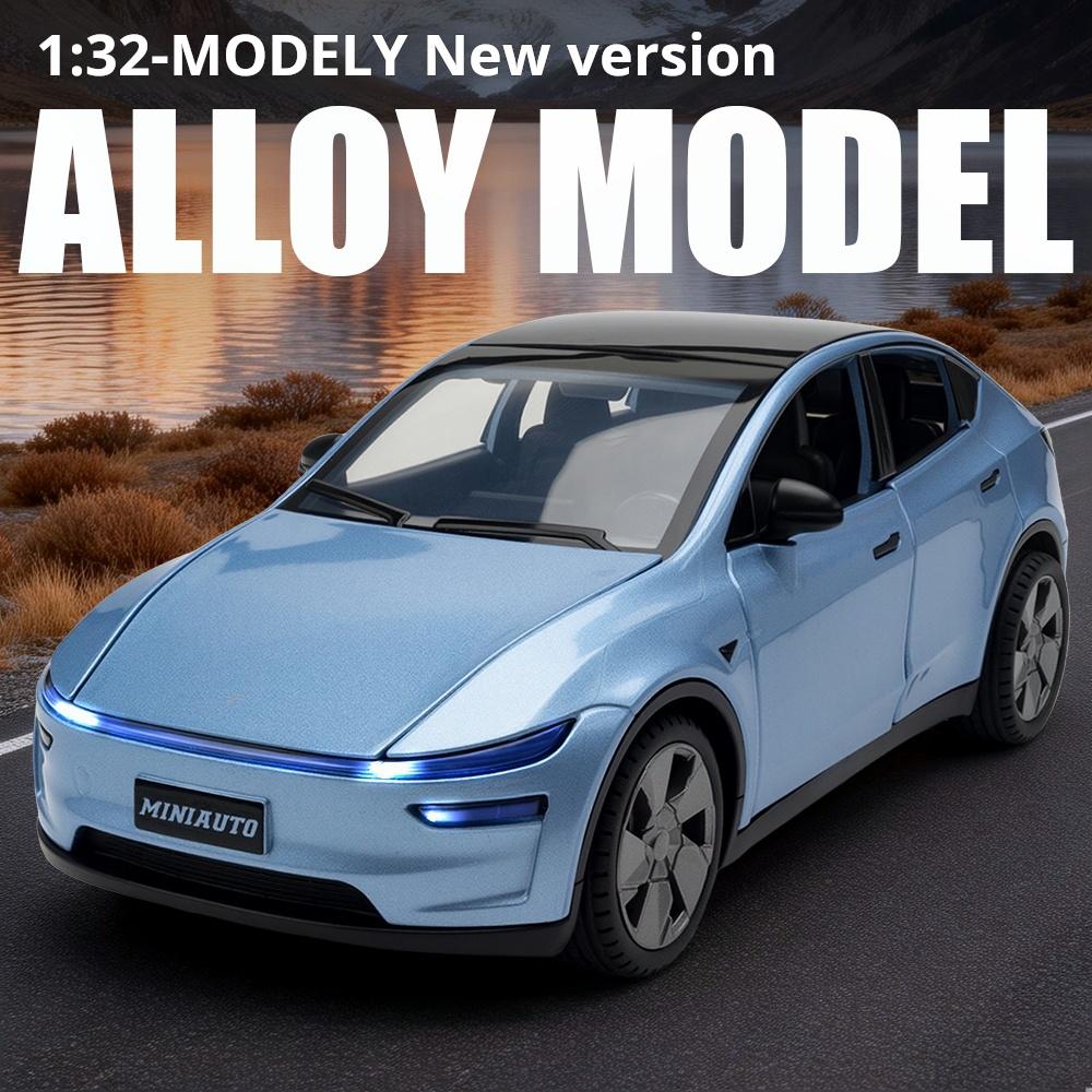 2026 New 1:32 Scale Tesla Electric Vehicles Alloy Diecast Model Cars Sound and Light Boys Gift Collectibles Pull Back Children's Toys