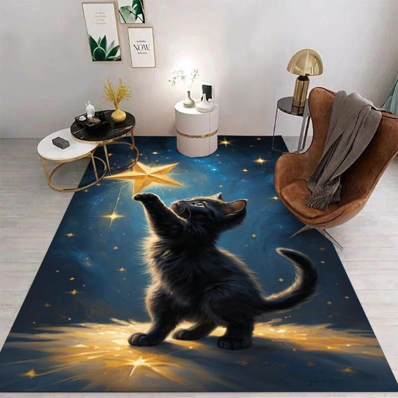 Cute Kawaii Cartoon Cat Floor Mat Bathroom Mat Kids Room Bedroom Decor Balcony Anti-Slip Doormat Living Room Decor Creative Rug