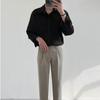 Schwarzes Apricot-weißes Langarmhemd für Herren, modisch, sozial, Herrenhemd, koreanische lockere, lässige Plisseehemden, formelles Herrenhemd