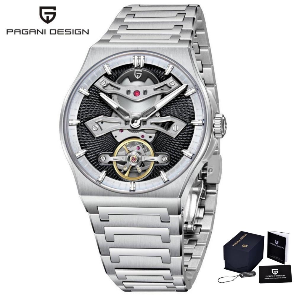 PAGANI DESIGN YS028 Tourbillon Mens Watch Sapphire Glass Hollow Mechanical Wristwatch Stainless Steel Waterproof Automatic Watch