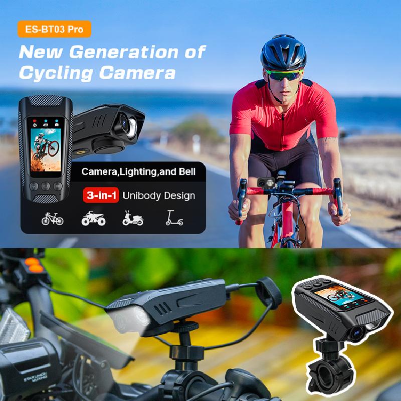 

Camera Lighting Horn 3 in 1 Portable 4K Waterproof Bike Motorcycle Outdoor Sports Cycling Camera With Screen BT03- Pro чорний