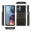 For Motorola Moto E15 4G Case PC+TPU Dual Layer Back Phone Cover with Card Holder