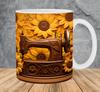 Sewing Machine 3D Flat Sewing Machine Ceramic Coffee Mug Tea Cup Europe, America Germany France