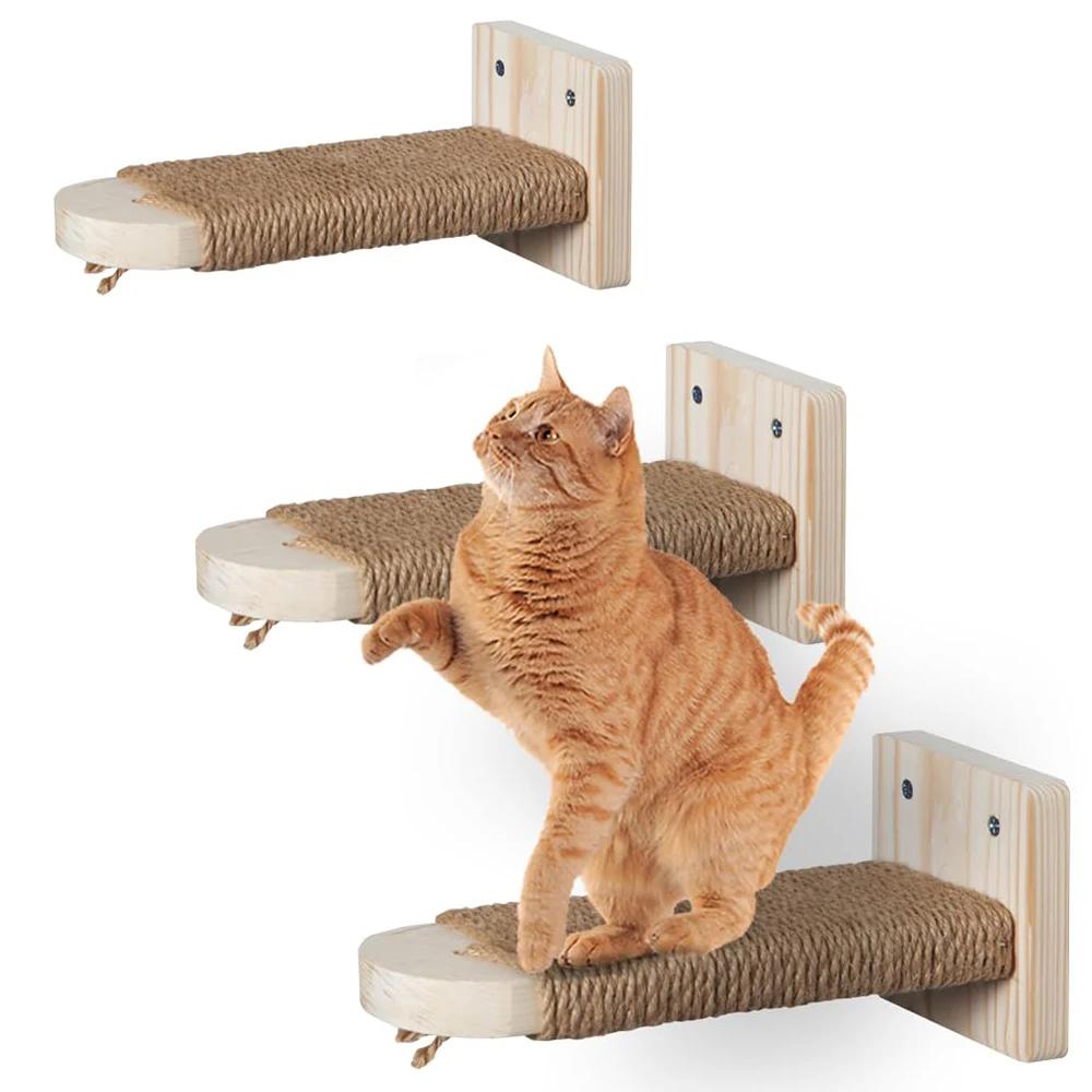 Wooden Kitten Ladder with Sisal Rope Cat Wall Steps Climbing Cat Scratching Post Cat Scratching Board Tree Pet Furniture