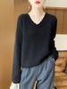 Women's 100% Pure Wool V-Neck Lace Long Sleeve Loose Sweater - Autumn/Winter 2025 Collection