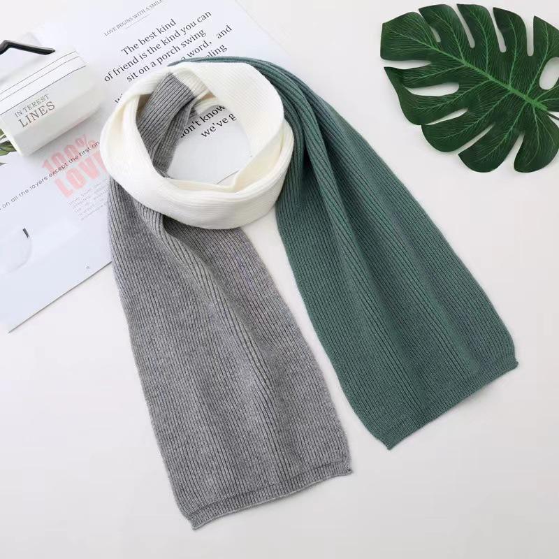 Damen Zweifarbiger Strickwollschal - Herbst/Winter Halswärmer, Koreanischer Stil, Vielseitig & Warm