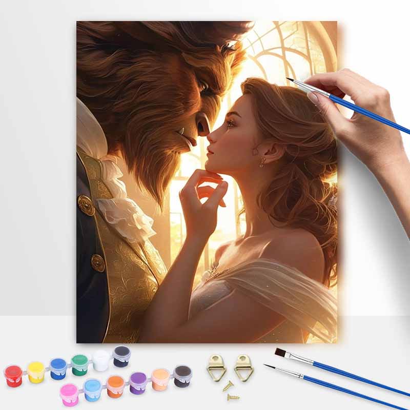 Disney Beauty Beast Oil Painting Kit Canvas DIY Home Decor Gift 20x30cm