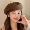 Retro Solid Color Beret Hat For Women Autumn Spring British Style Cotton Octagonal Newsboy Cap All-match Painter Artist Hats