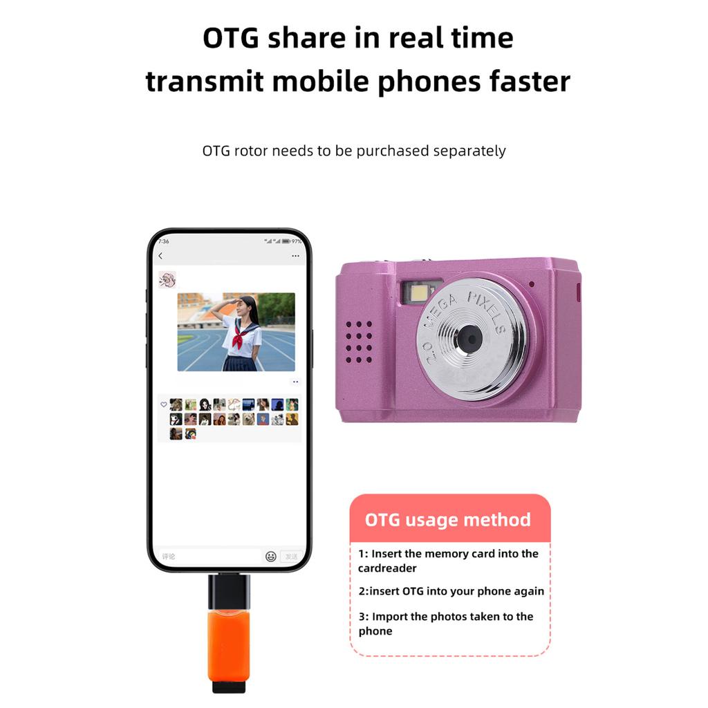 Digital Camera Retro 1080P 2MP HD Type C Rechargeable Travel Camera with Color Screen for Campus Life Recording