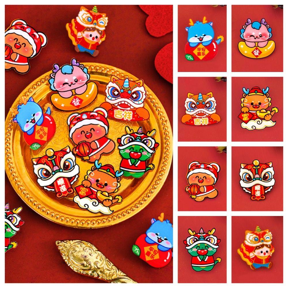 Lucky Acrylic Spring Festival Pin Dancing Lion Chinese Style Pin Exquisite Lion Dance Brooch  Girl