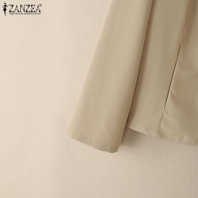 ZANZEA Cardigan casual pentru femei cu mânecă lungă și decolteu în V, culoare uni