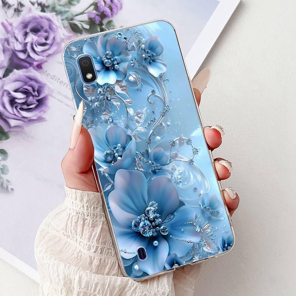 Clear For Samsung A10 Case SM-A105F Cute Fashion Flowers Painted Back Cover For Samsung Galaxy A10 Phone Case A105G A105M A105FN