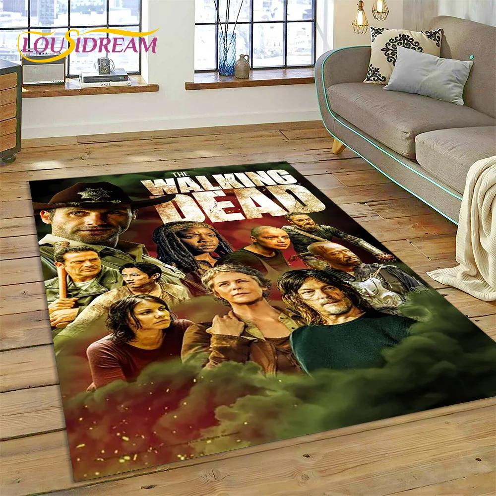 3D The Walking Dead Lincoln TWD TV Teppich für Wohnzimmer Schlafzimmer Heimdeko, Bodenmatte Rutschfest Dekoration für Sofa Fußmatte