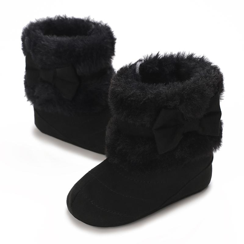 0-18M Babyschuhe Mädchen Winter Plüsch Komfort Schneestiefel Niedliche Schleife Baumwollschuhe Baby Weichbesohlt Rutschfeste Kleinkindschuhe
