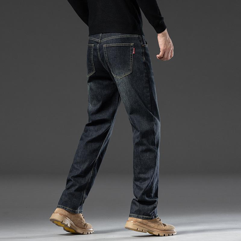 Spring And Autumn High-End Quality Nostalgic Retro Jeans Men'S Business Loose Straight Stretch Oversized Casual Long Pants