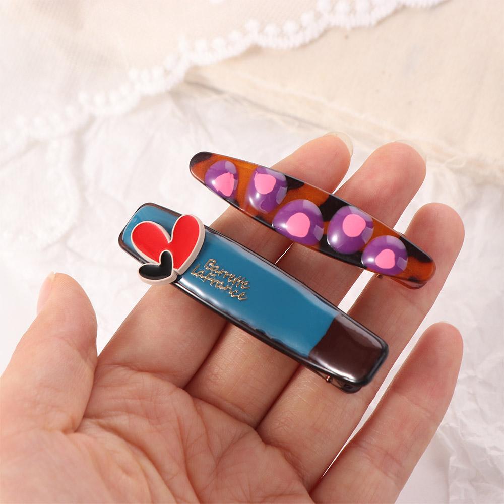 2pcs/set Bangs Clip Hairpins Barrettes Makeup Hair Clips Cute Love Hairpin Set Girls