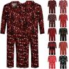 Kerstpyjamaset voor heren met knopenhemd en rechte broek, Casual print nachtkleding tweestukken outfit, Feestelijke loungewear voor de feestdagen
