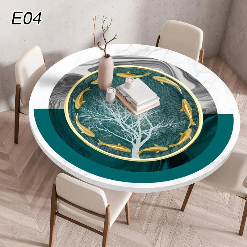 Круглая скатерть 60/90/120 см Водонепроницаемая Маслостойкая Эластичная Скатерть Кухня Обеденная Свадебная Вечеринка Настольная Скатерть Домашнее Украшение 60cm