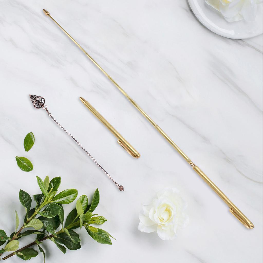 Divining Rods Kit, Telescopic Dowsing Stick with Copper Handle and   Pendant for Water Finding Spiritual Exploration