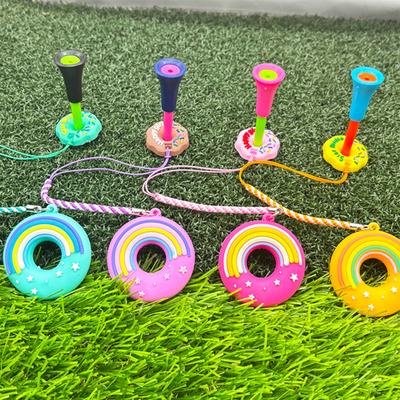 Golf Tee Holder Plastic Anti Lost Golf Tee Hanger Cartoon Donut Golf Tee Ring with Strap Golf Accessories for Men Women Golfer Gifts
