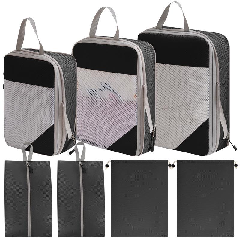 7-Piece Travel Compression Organizer Set for Clothes, Shoes, and Cosmetics