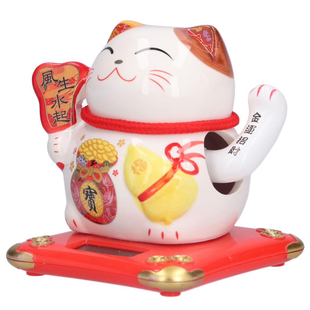 Ceramic Wealth Welcoming Cat Ornament Desktop Fortune Cat Craft for Home Shop Store Business