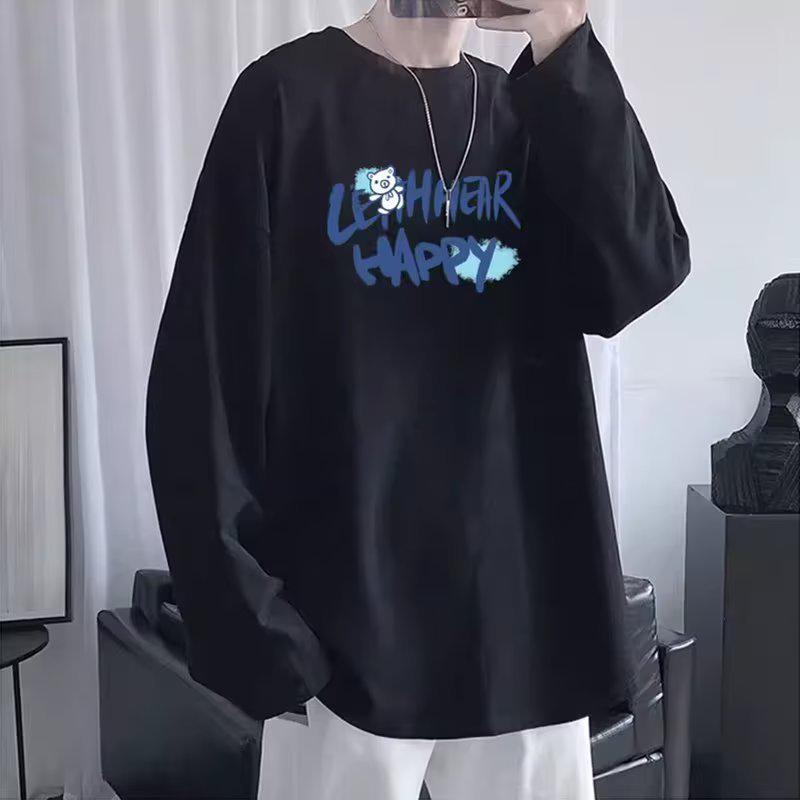 Sweat à capuche imprimé décontracté ample pour homme, haut à manches longues et col rond pour le printemps et l'automne