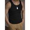 Men's Korean Style Slim Fit Ice Silk Tank Top: Ribbed Solid Color Sleeveless Sport Shirt
