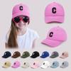 Letter C Baby Baseball Cap Cute Solid Color Toddler Sun Hat with Ears Summer Adjustable Kids Boy Girl Peaked Cap
