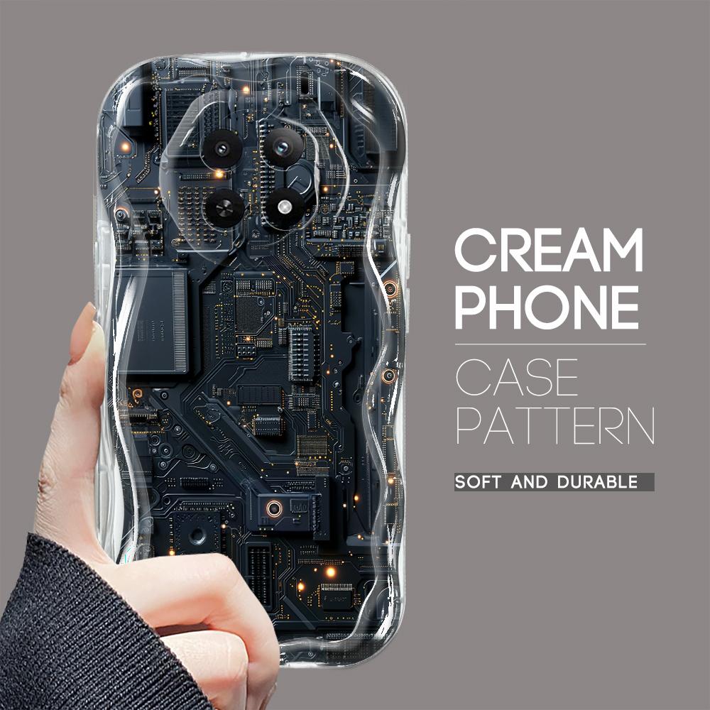 Cartoon Pattern Cream Texture Casing Wavy Edge Soft Silicone Cover Phone Case for OPPO Reno Realme OnePlus Vivo