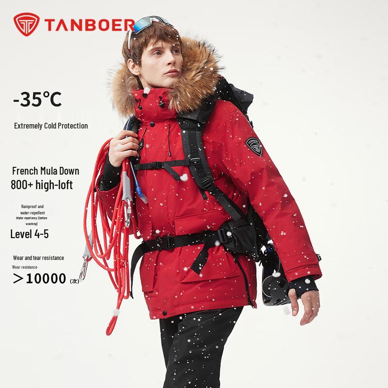 Tanboer Unisex Faux Fur Hooded Duck Down Parka