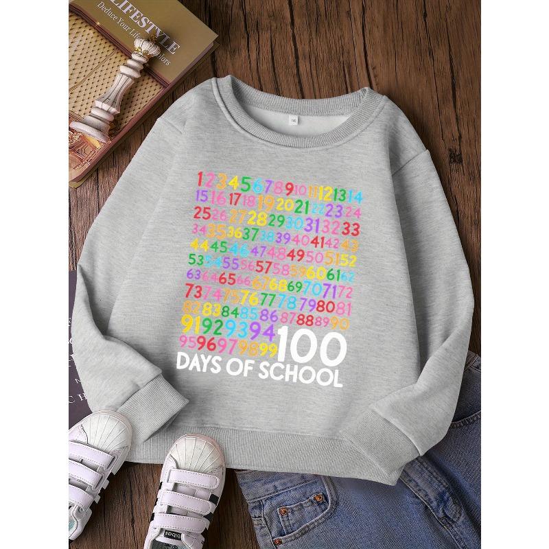 European Sizes Kids' Fashion Round Neck Sweatshirt, Casual Printed Top