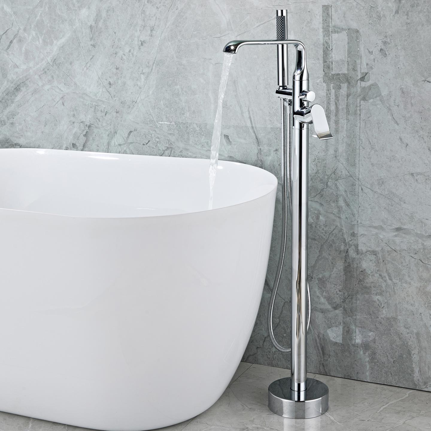 Freestanding bathtub faucet with hot/cold water