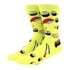 1 Pair Men's Fun Hip Hop Skateboard Beer Happy Art Print Mid Socks, EU38-46